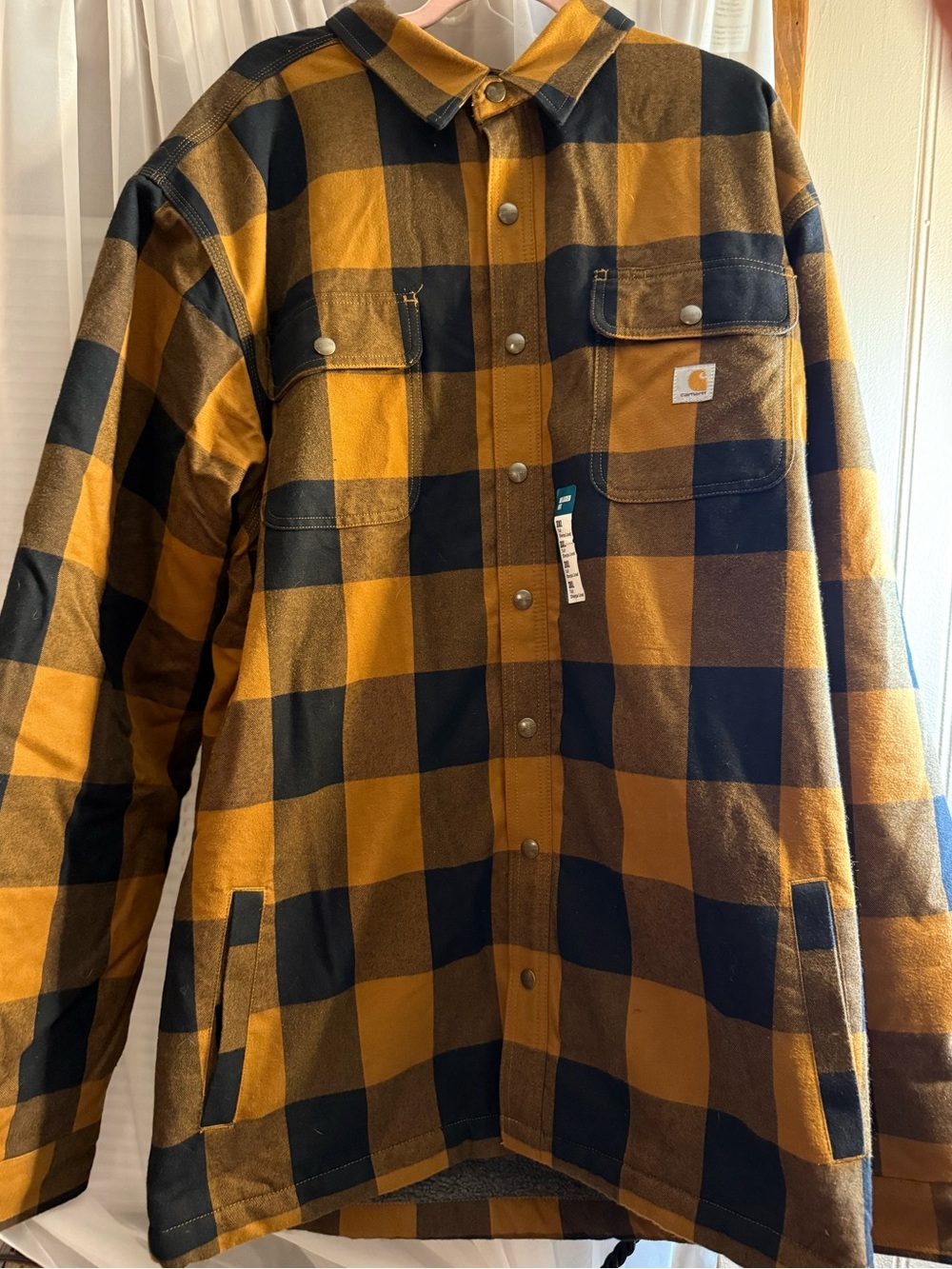 Carhartt Men’s Yellow & Black Buffalo Plaid Shirt Jacket
